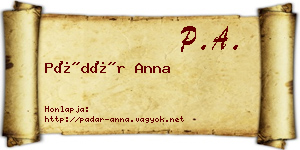 Pádár Anna névjegykártya