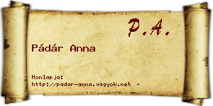 Pádár Anna névjegykártya